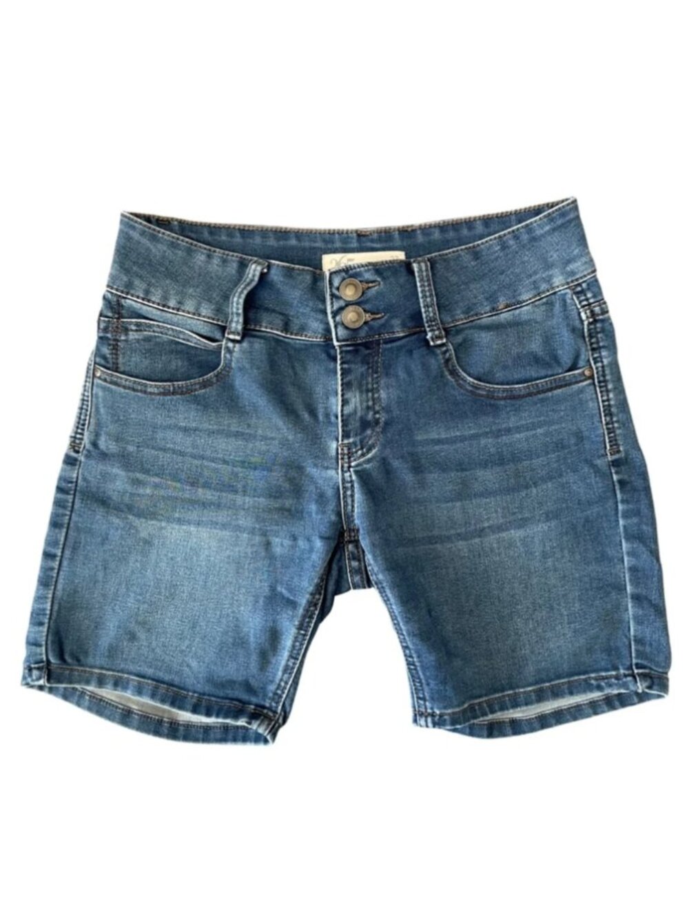 365 Denim Womens Shorts Blue Jean Shorts Mid Rise Stretch Casual Size 27